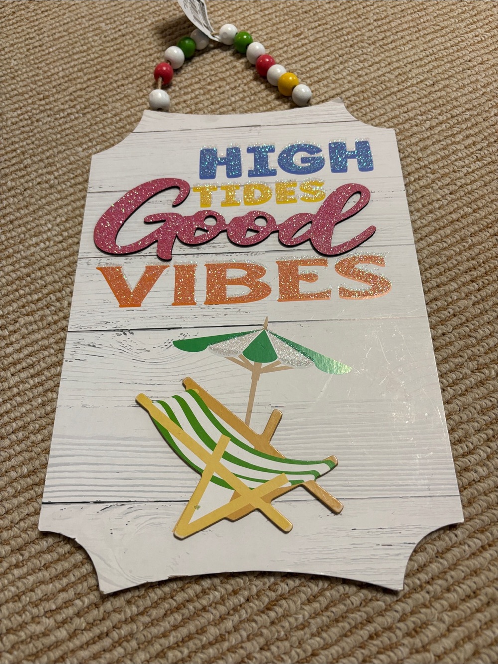 Good Vibes Wall Sign - White with Multicolor Accents NWT